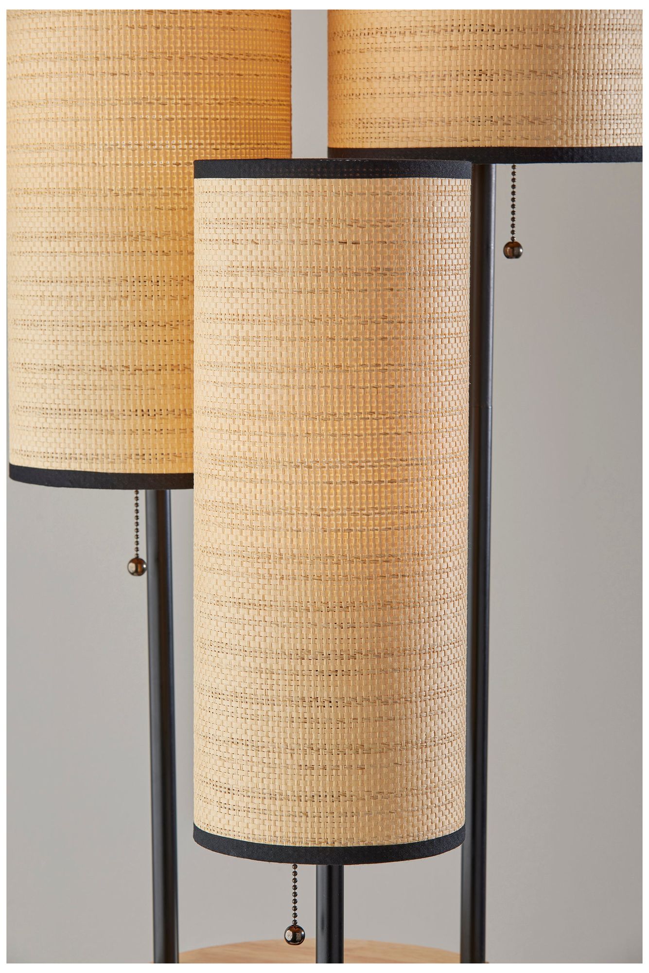 Adesso Trio Floor Lamp and Antique Brass - Black
