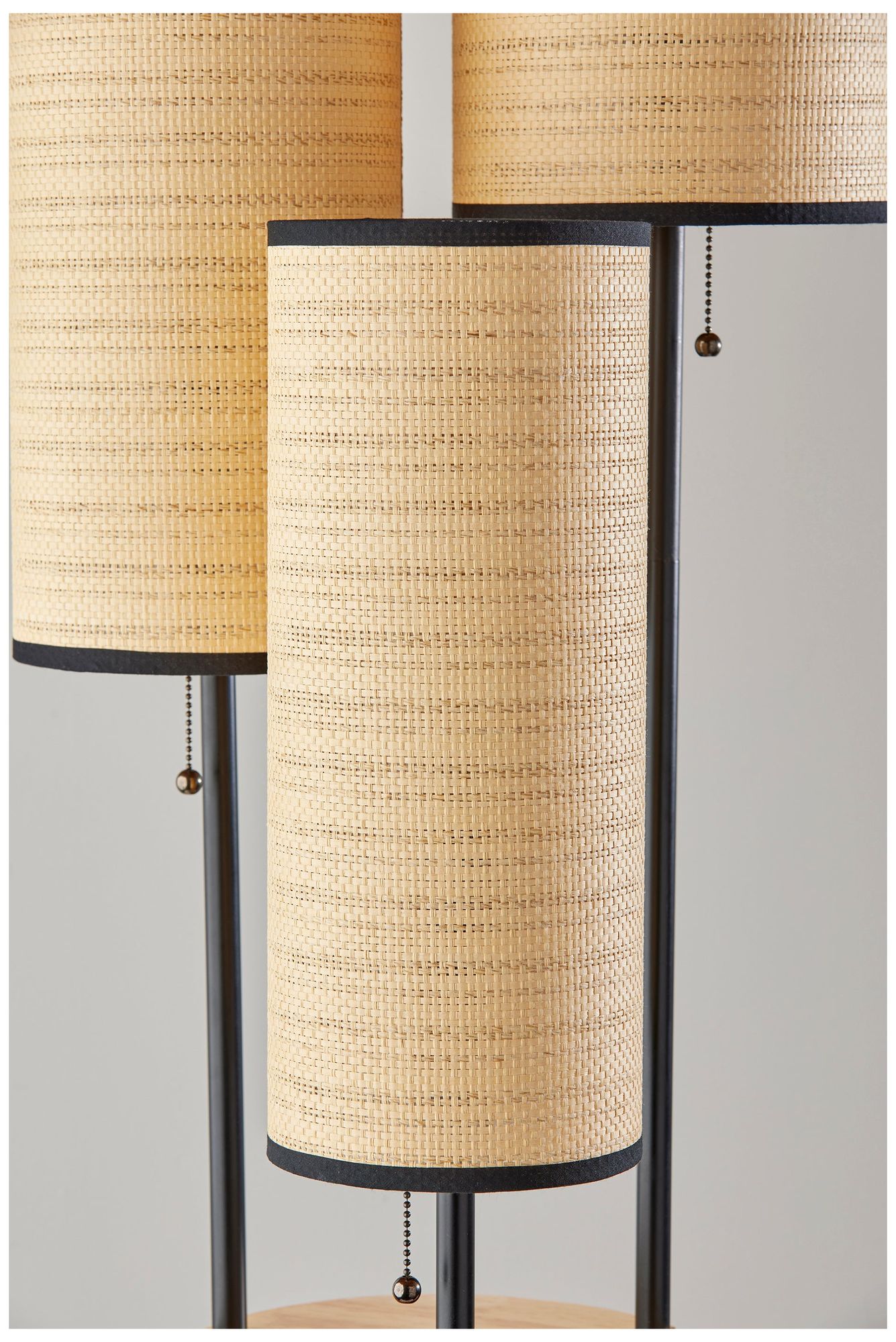 Adesso Trio Floor Lamp and Antique Brass - Black