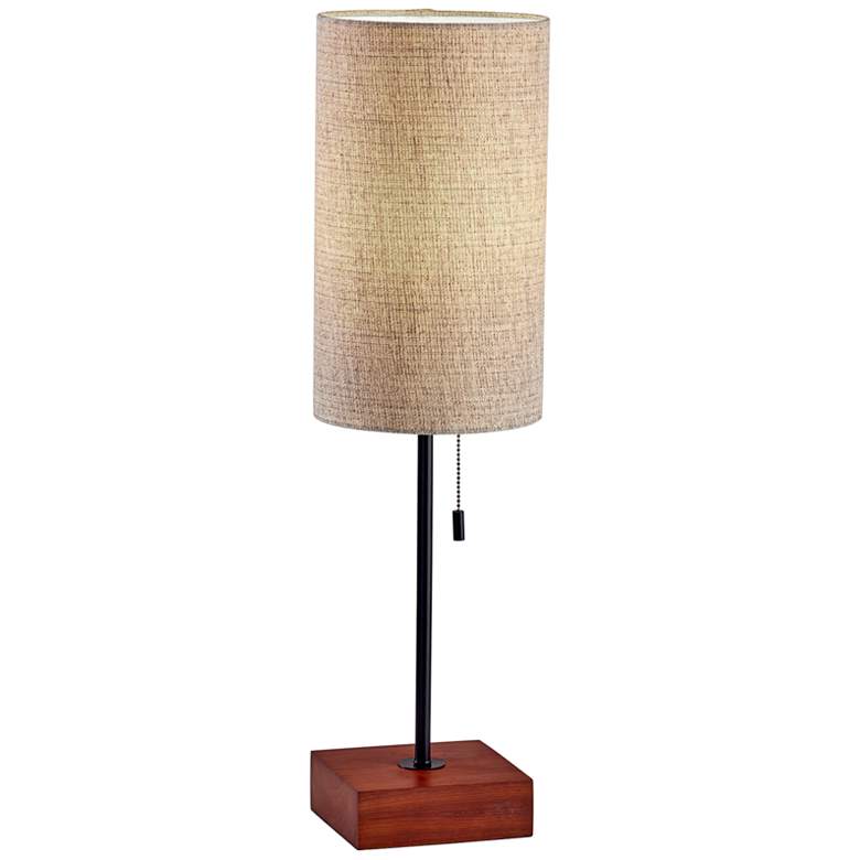 Image 1 Adesso Trudy 26 3/4" Beige Brown Fabric Shade Black Metal Table Lamp