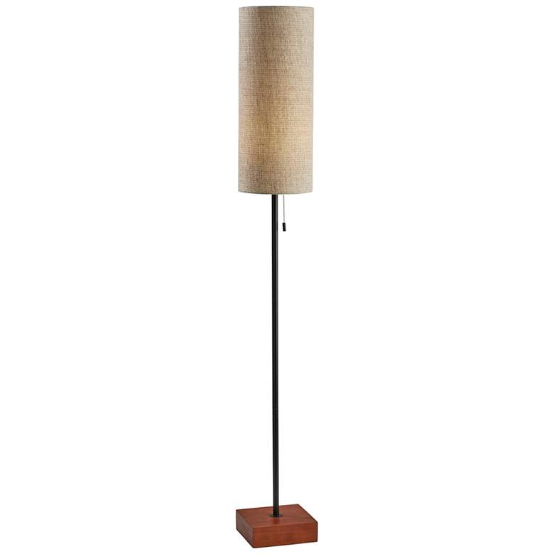 Image 2 Adesso Trudy 62" Black Metal Floor Lamp with Beige Cylinder Shade