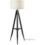 2_Adesso Warren 61 1/2" High Black Metal Shelf Tripod Floor Lamp
