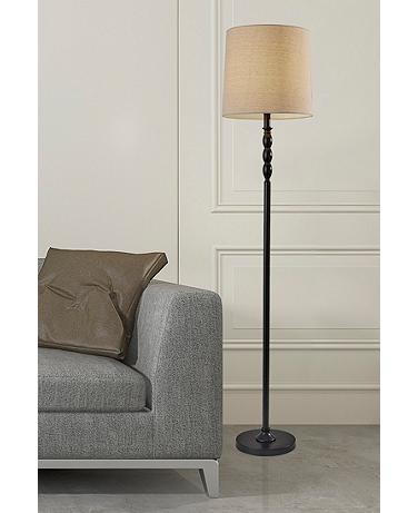 Adesso William 58" High Traditional Black Metal Stem Floor Lamp