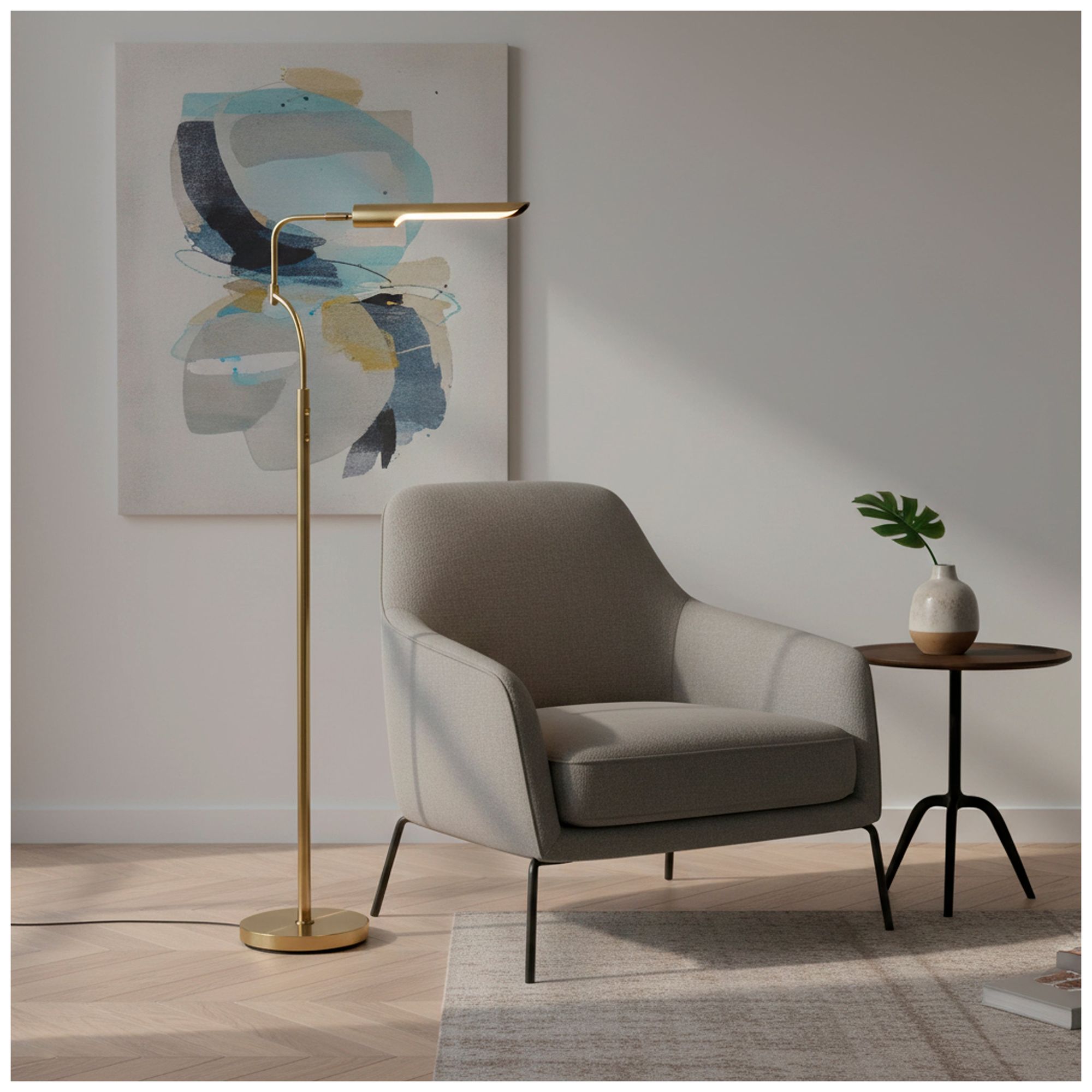 Image 3 Adesso Zane LED Floor Lamp w. Smart Switch - Antique Brass more views