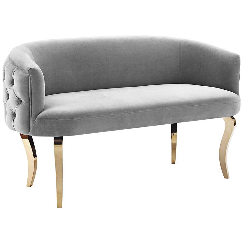 Image 1 Adina Gray Velvet Tufted Loveseat