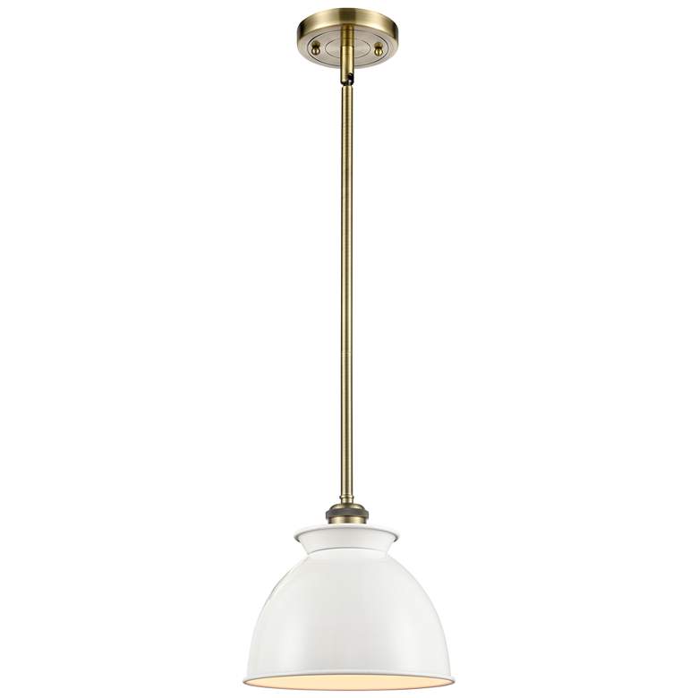Image 1 Adirondack 10" Brass LED Mini Pendant w/ Glossy White Shade