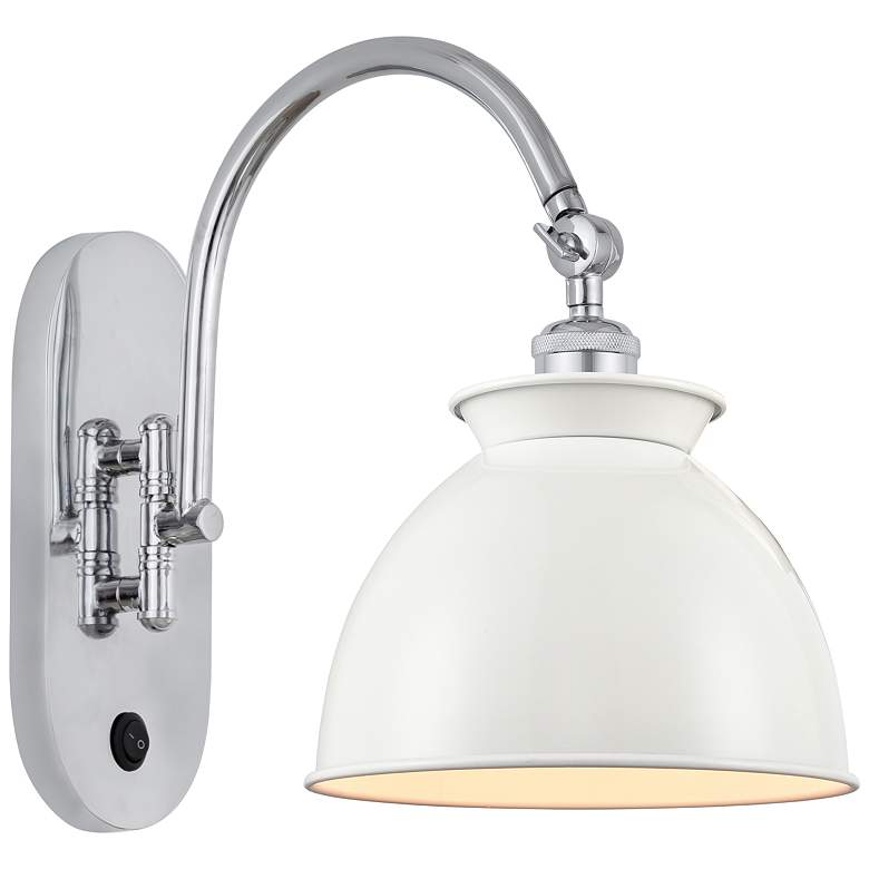 Image 1 Adirondack 12"H Polished Chrome Wall Sconce with White Shade