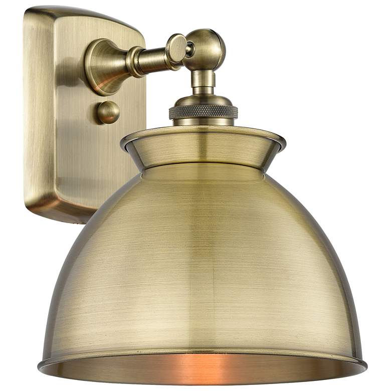 Image 1 Adirondack 12"High Antique Brass Wall Sconce With Antique Brass Shade