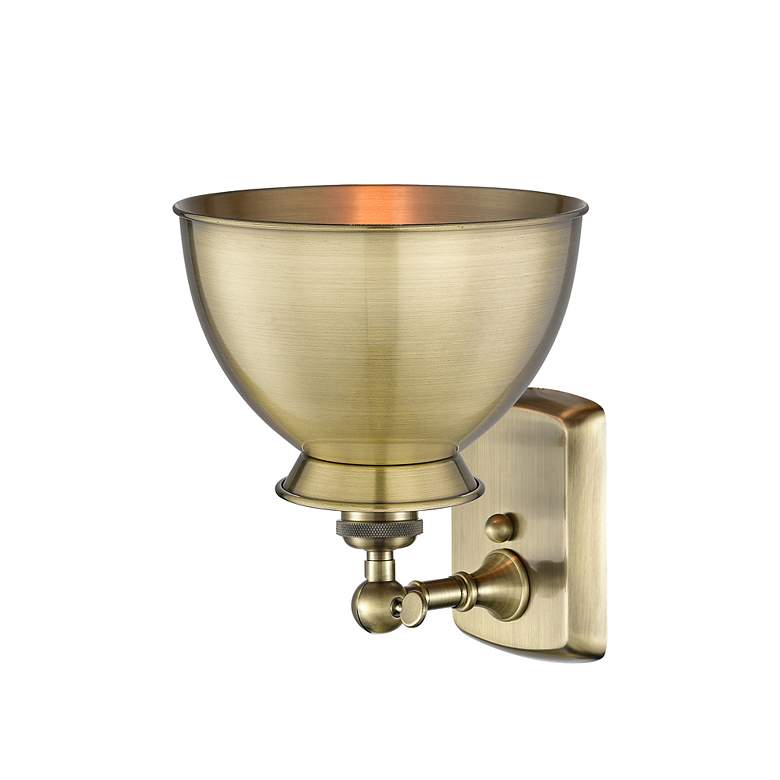 Image 2 Adirondack 12"High Antique Brass Wall Sconce With Antique Brass Shade more views