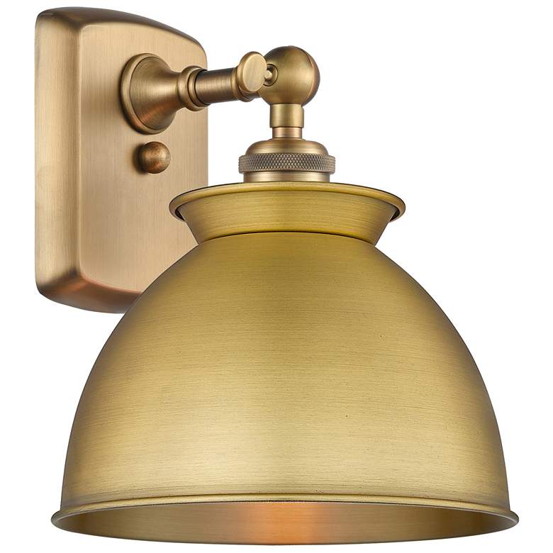 Image 1 Adirondack 12"High Brushed Brass Wall Sconce With Brushed Brass Shade