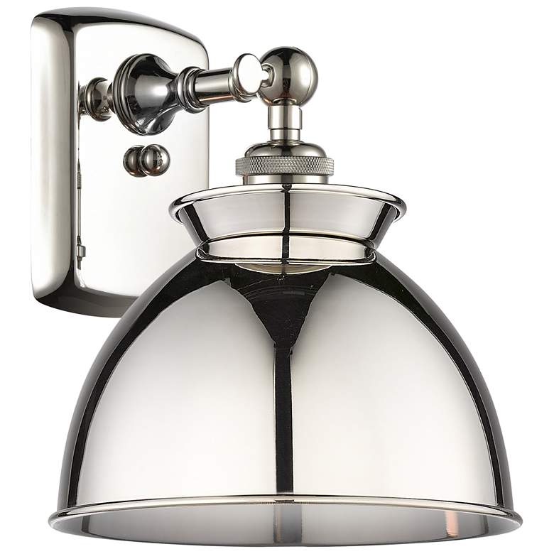 Image 1 Adirondack 12"High Polished Nickel Wall Sconce With Polished Nickel Sh