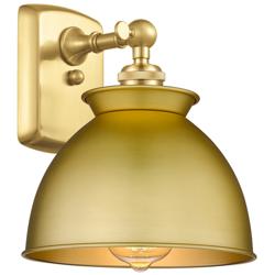 Adirondack 12&quot;High Satin Gold Wall Sconce With Satin Gold Shade