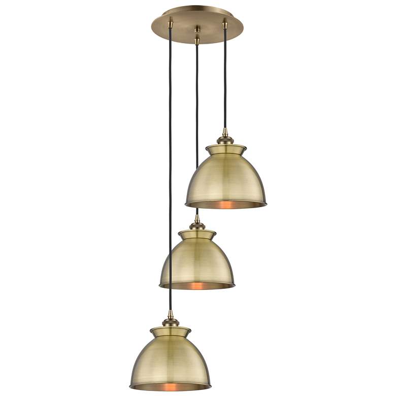 Image 1 Adirondack 14.13"W 3 Light Antique Brass Corded Multi Pendant