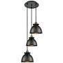 Adirondack 14.13"W 3 Light Black Brass Corded Multi Pendant w/ Black S