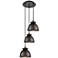 Adirondack 14.13"W 3 Light Black Brass Corded Multi Pendant w/ Black S