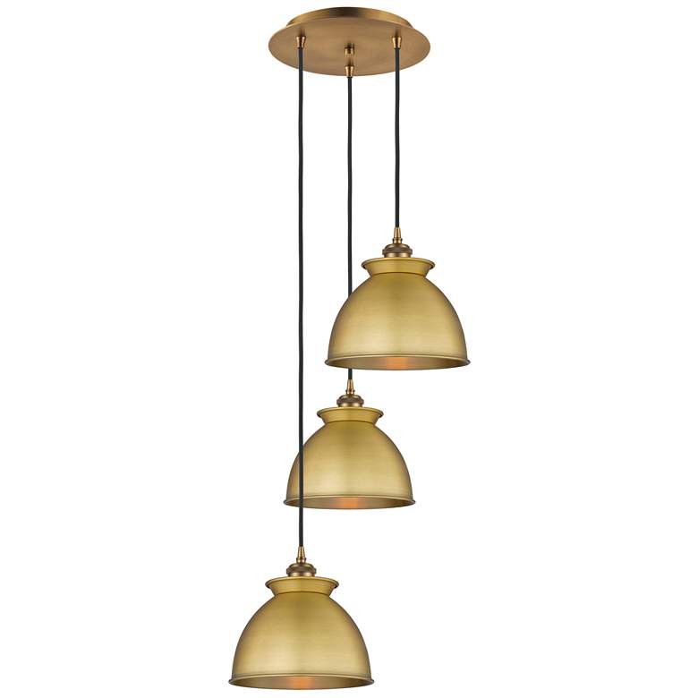 Image 1 Adirondack 14.13"W 3 Light Brushed Brass Corded Multi Pendant