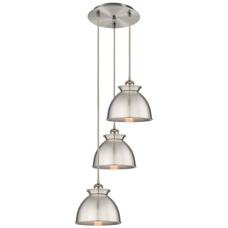 Image 1 Adirondack 14.13"W 3 Light Brushed Satin Nickel Corded Multi Pendant