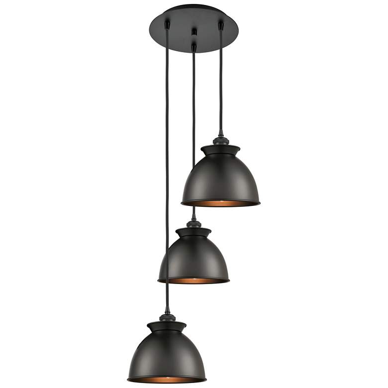 Image 1 Adirondack 14.13"W 3 Light Matte Black Corded Multi Pendant w/ Black S