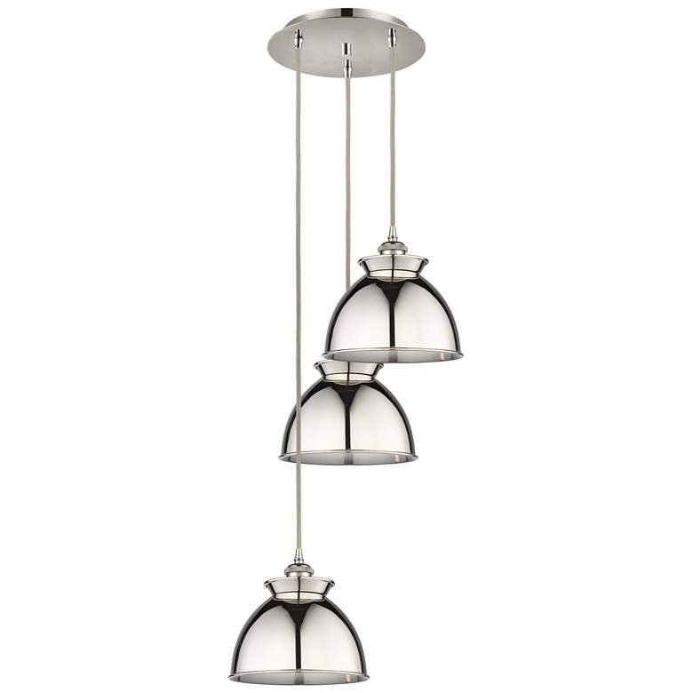 Image 1 Adirondack 14.13"W 3 Light Polished Nickel Corded Multi Pendant