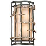 Adirondack 14&quot; High Rustic Silver Leaf Wall Sconce
