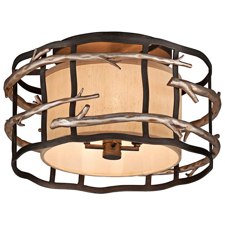 Adirondack 18&quot; Wide Rustic Silver Leaf Ceiling Light