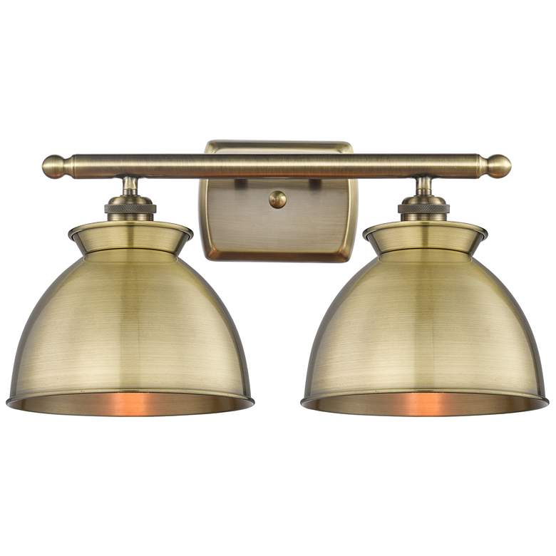Image 1 Adirondack 18"W 2 Light Antique Brass Bath Light With Antique Brass Sh