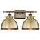 Adirondack 18"W 2 Light Antique Brass Bath Light With Antique Brass Sh