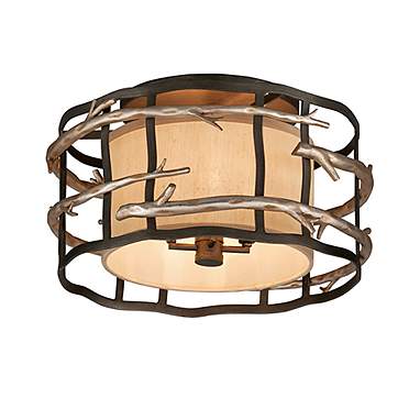 Adirondack 18" Wide Rustic Silver Leaf Ceiling Light