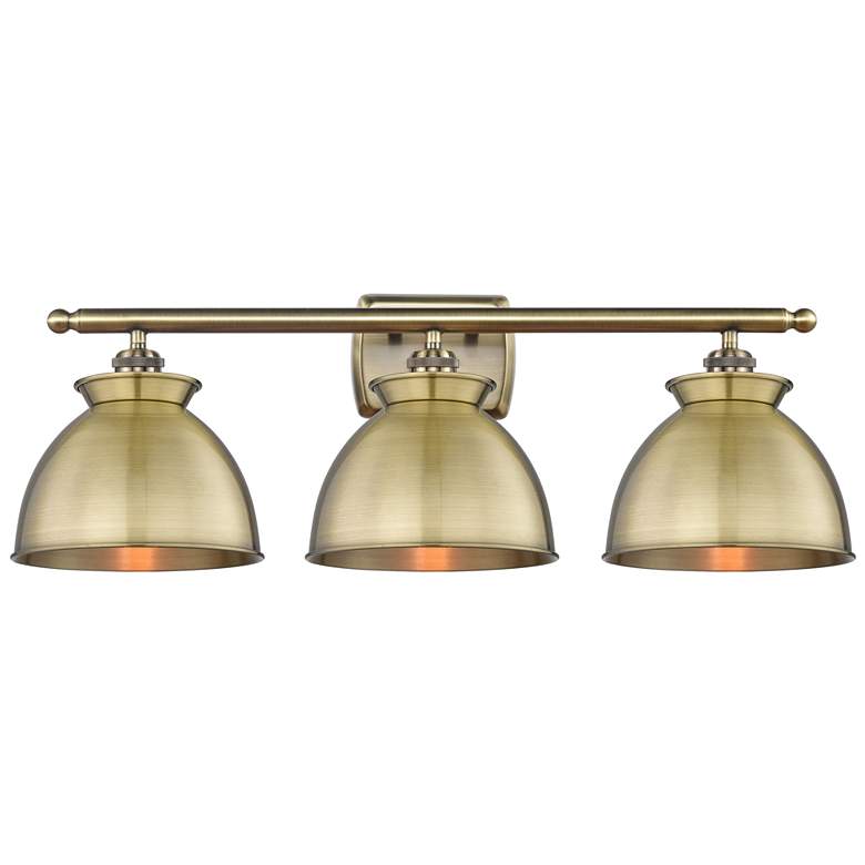Image 1 Adirondack 28"W 3 Light Antique Brass Bath Light With Antique Brass Sh