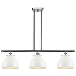 Adirondack 36"W 3 Light Brushed Nickel Stem Island Light Glossy White