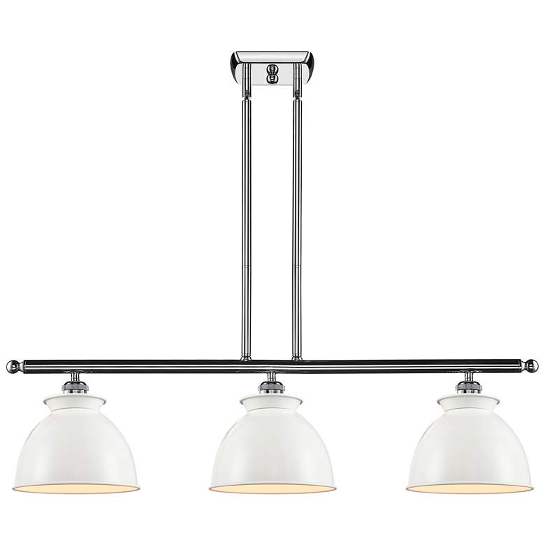 Image 1 Adirondack 36"W 3 Light Chrome Stem Hung Island Light w/ Glossy White