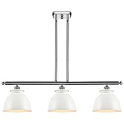 Adirondack 36"W 3 Light Chrome Stem Hung Island Light w/ Glossy White