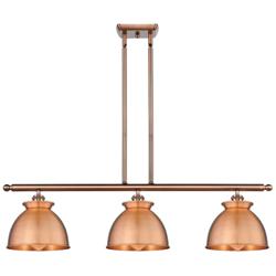 Adirondack 36&quot;W 3 Light Copper Stem Hung Island Light With Copper Shad