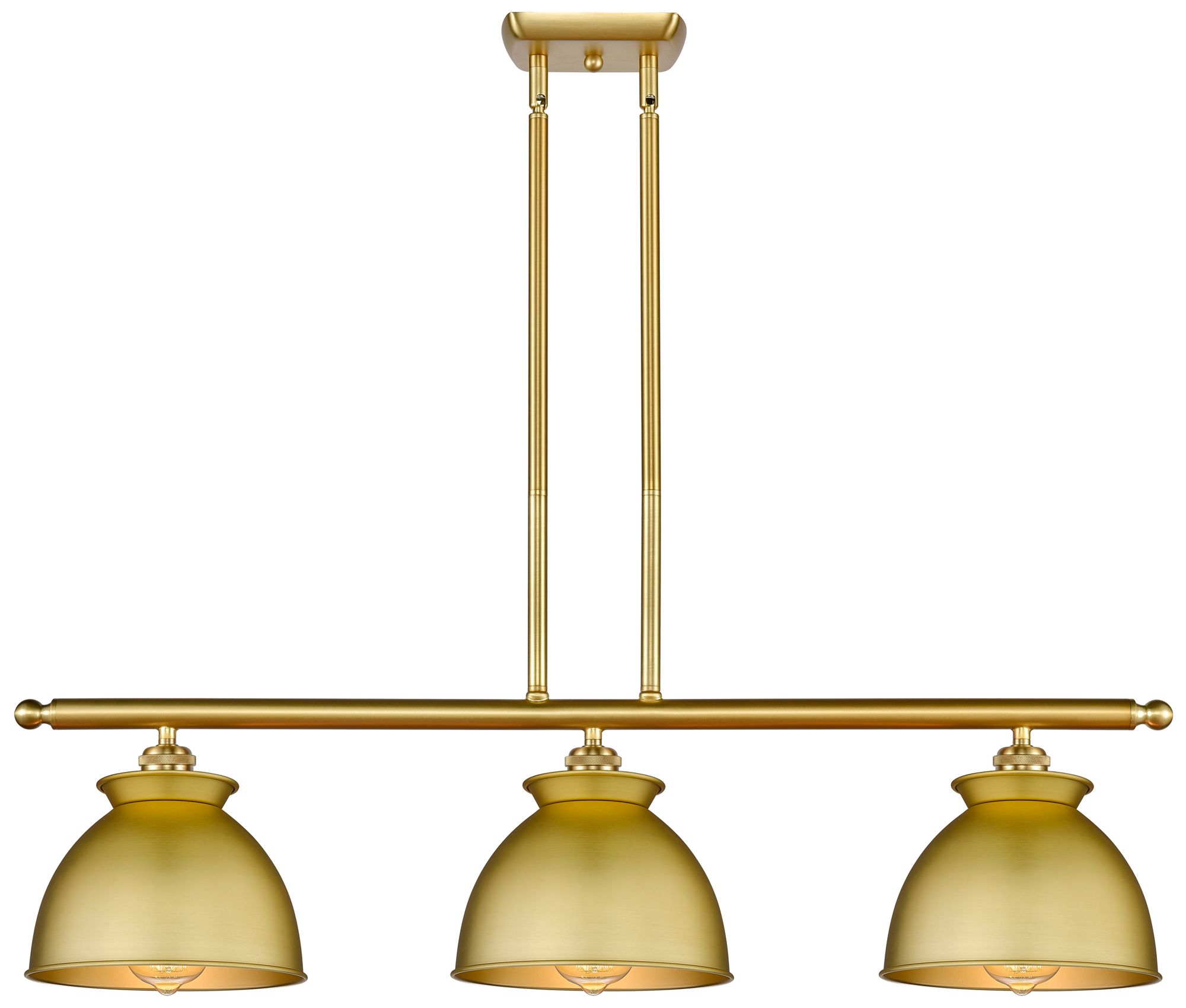 Adirondack 36"W 3 Light Satin Gold Stem Island Light w/ Satin Gold Sha