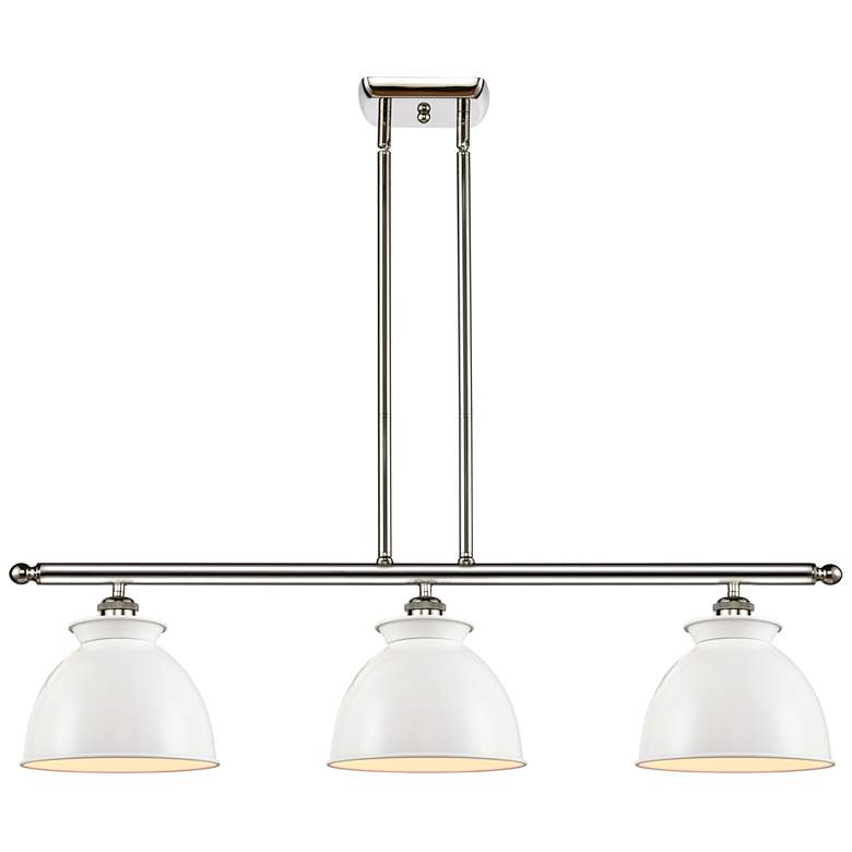 Image 1 Adirondack 36"W 3-Lt Polished Nickel Stem Island Light Glossy White Sh