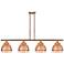 Adirondack 48"W 4 Light Copper Stem Hung Island Light With Copper Shad