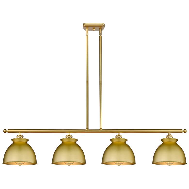 Image 1 Adirondack 48"W 4 Light Satin Gold Stem Island Light w/ Satin Gold Sha