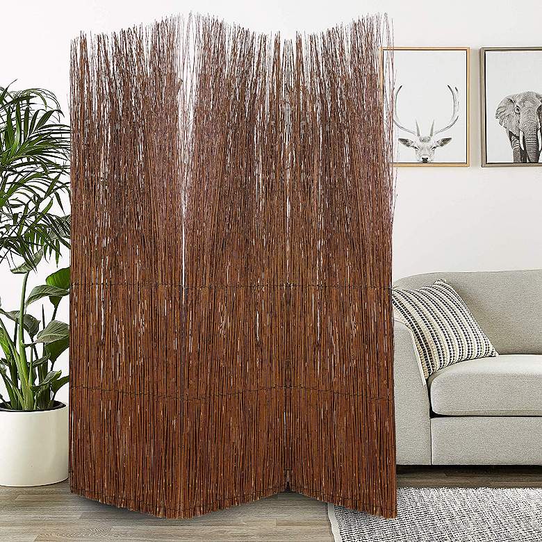 Image 1 Adirondack 63"W Brown Willow Branches Screen/Room Divider
