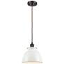 Adirondack 8.13" Wide Bronze Corded Mini Pendant w/ Glossy White Shade