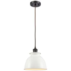 Adirondack 8.13" Wide Bronze Corded Mini Pendant w/ Glossy White Shade