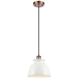 Adirondack 8.13" Wide Copper Corded Mini Pendant w/ Glossy White Shade