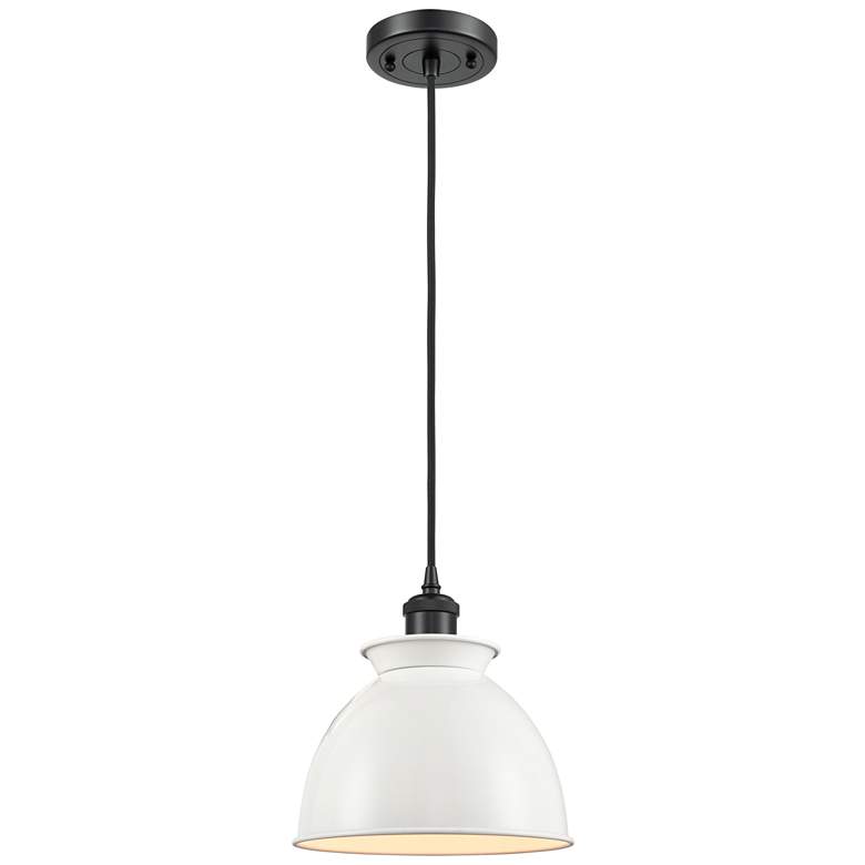 Image 1 Adirondack 8.13" Wide Matte Black Corded Mini Pendant w/ Glossy White