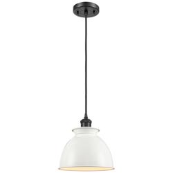 Adirondack 8.13" Wide Matte Black Corded Mini Pendant w/ Glossy White
