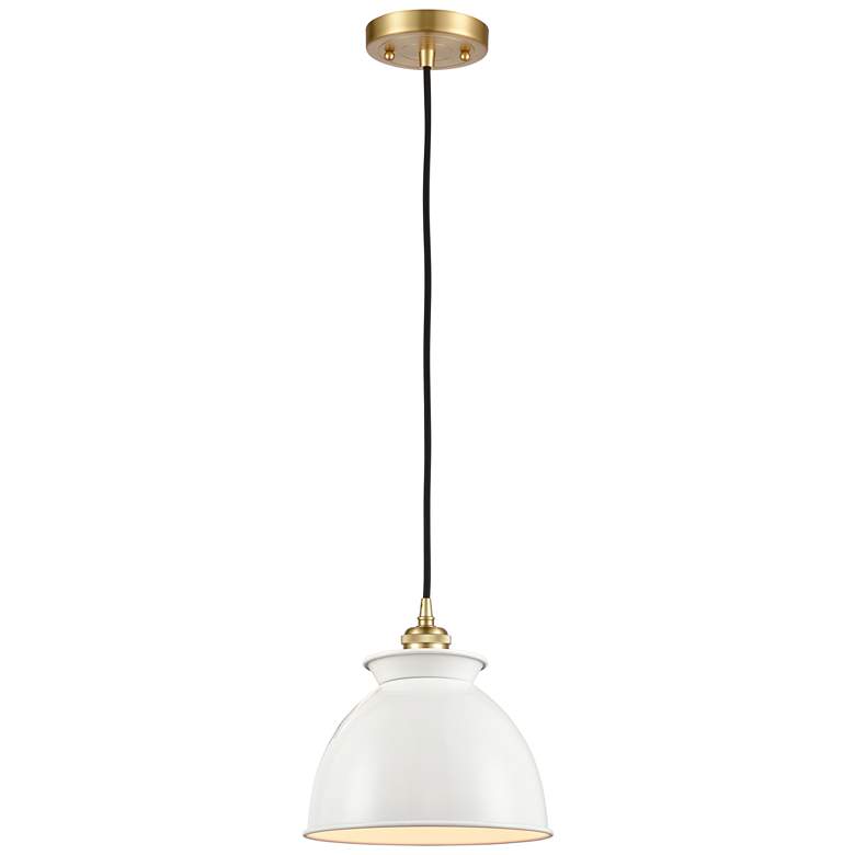 Image 1 Adirondack 8.13" Wide Satin Gold Corded Mini Pendant w/ Glossy White S