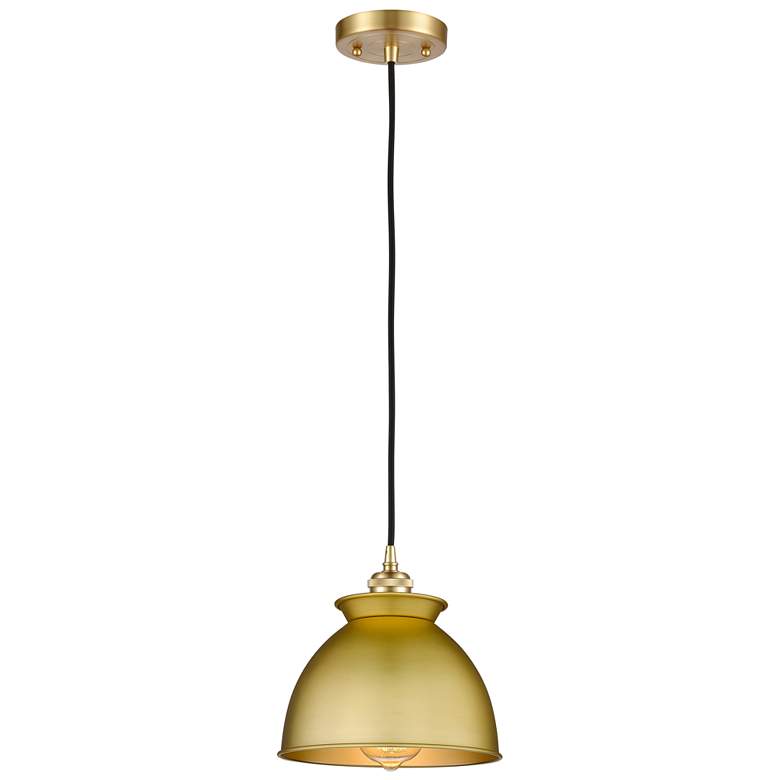 Image 1 Adirondack 8.13" Wide Satin Gold Corded Mini Pendant With Satin Gold S