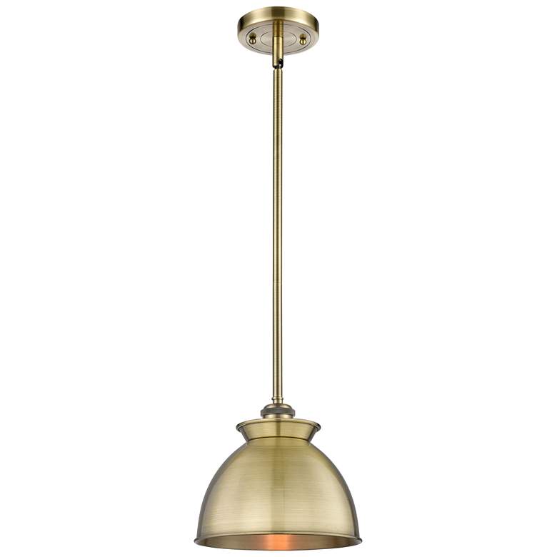 Image 1 Adirondack 8.13"W Antique Brass Stem Mini Pendant w/ Antique Brass Sha