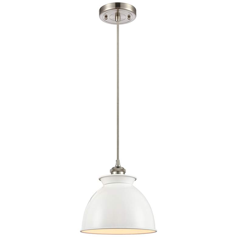 Image 1 Adirondack 8.13"W Brushed Nickel Corded Mini Pendant w/ Glossy White S