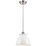 Adirondack 8.13"W Brushed Nickel Corded Mini Pendant w/ Glossy White S
