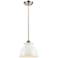 Adirondack 8.13"W Brushed Nickel Corded Mini Pendant w/ Glossy White S