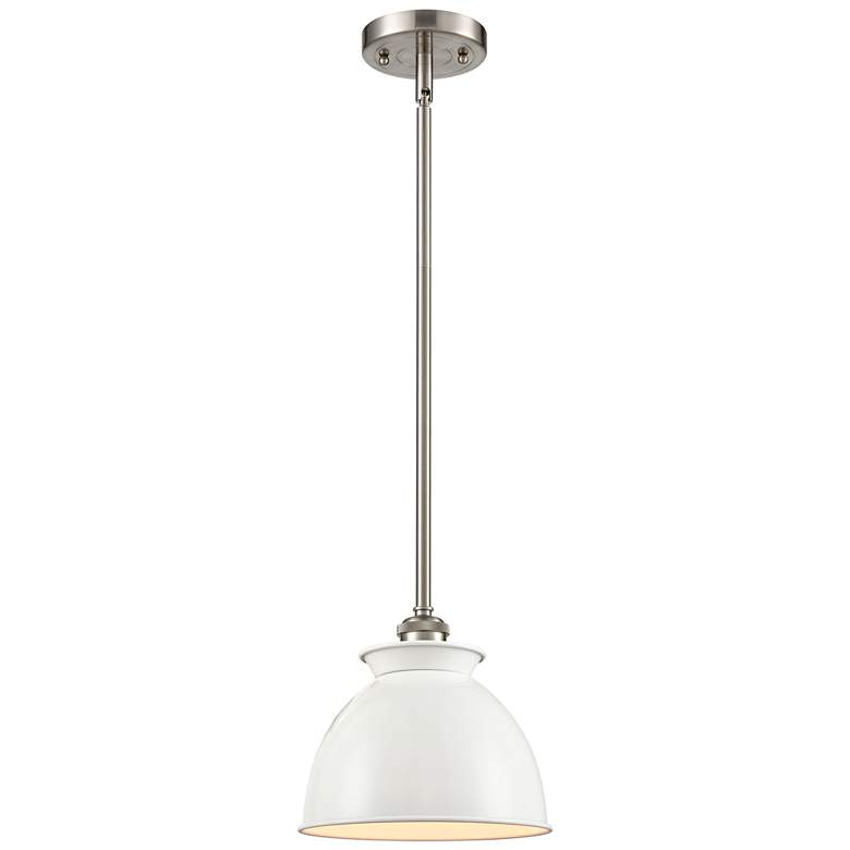 Image 1 Adirondack 8.13"W Brushed Nickel Stem Mini Pendant w/ Glossy White Sha