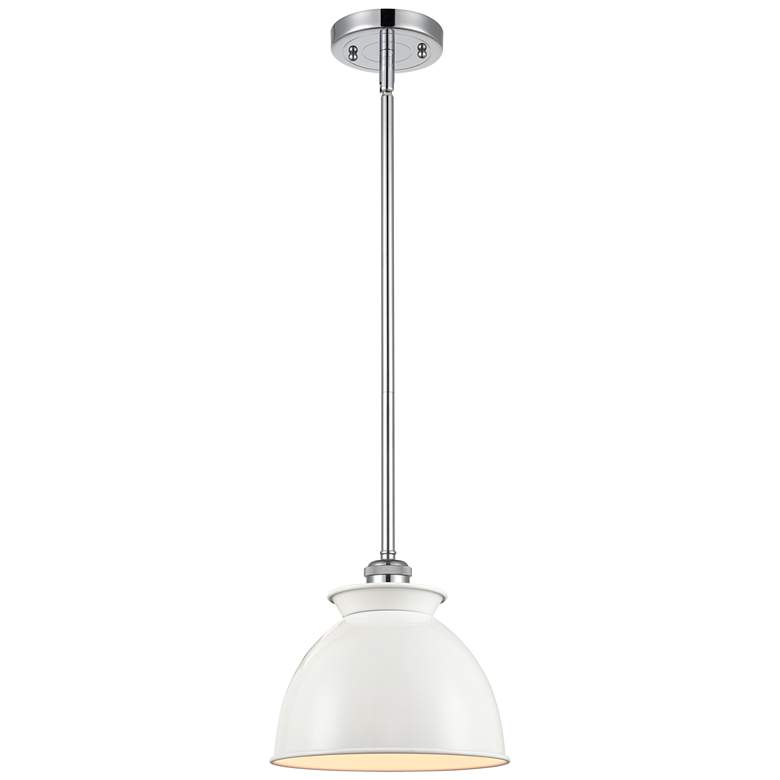 Image 1 Adirondack 8.13"W Chrome Stem Hung Mini Pendant w/ Glossy White Shade